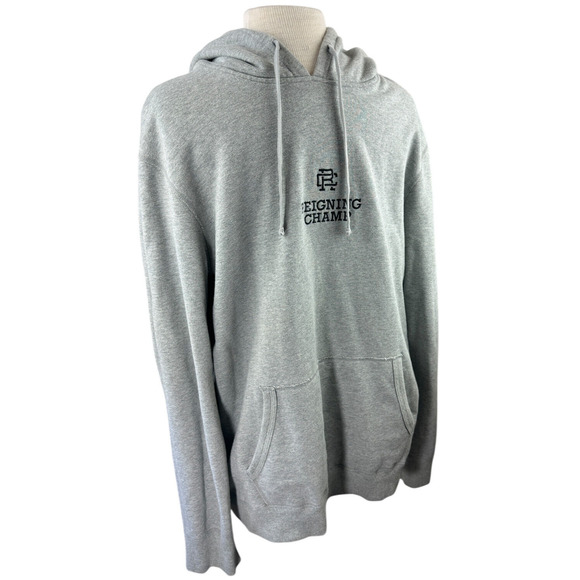 Reigning Champ Lockup Pullover Hoodie Heather Grey Spellout Sweatshirt XL *Flaw - Picture 4 of 15
